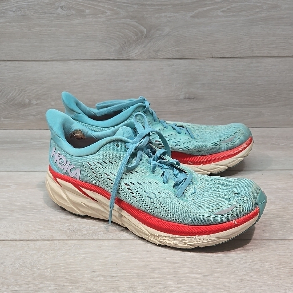 Hoka One One Women's Clifton 8 Teal Running Shoes Athletic Sneakers 10.5B